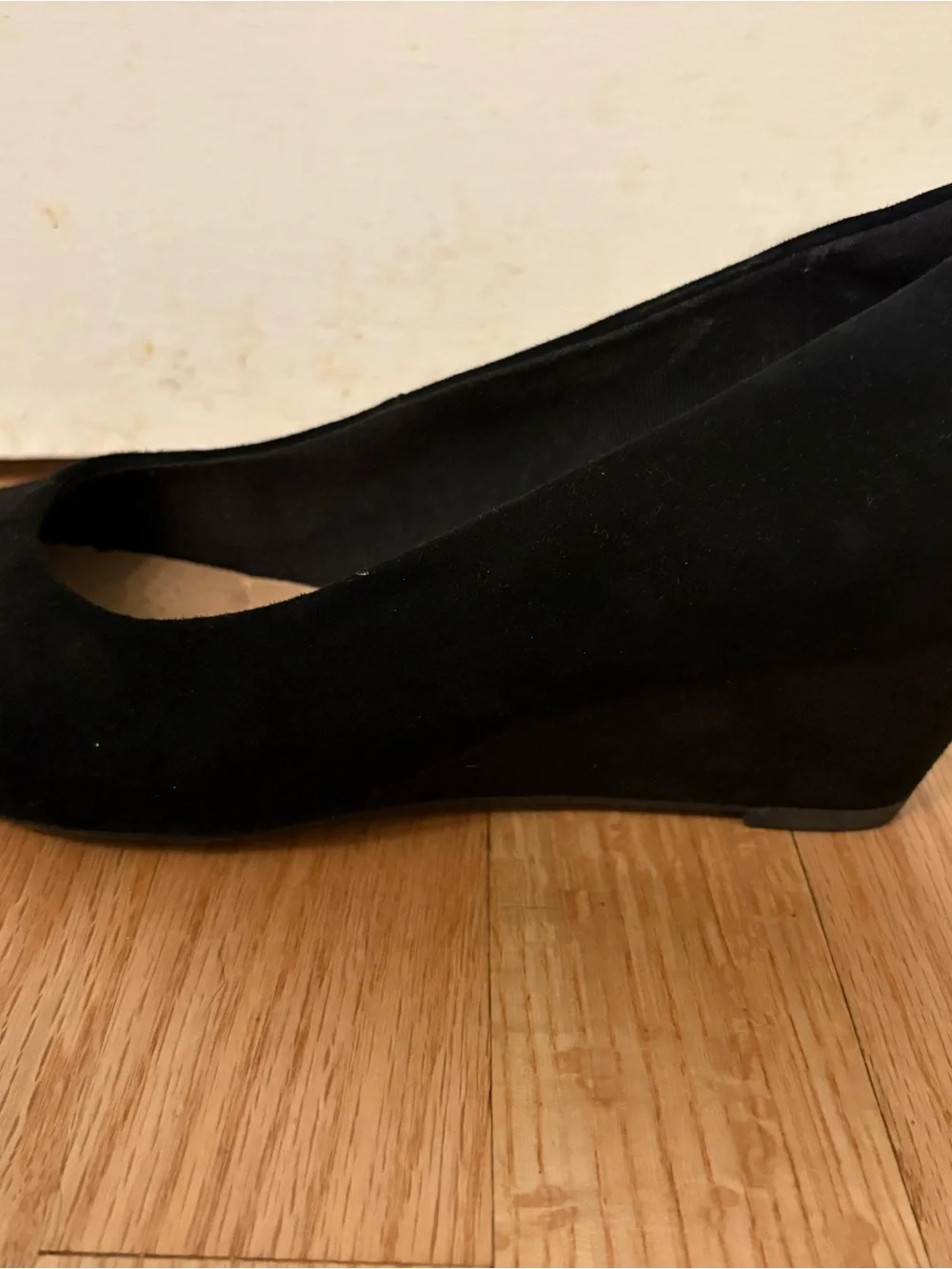 Clarks Black Suede Wedge Pumps